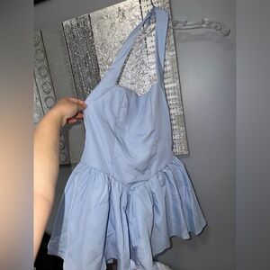 SHEIN Square Neck Halter Open Back Mini Dress